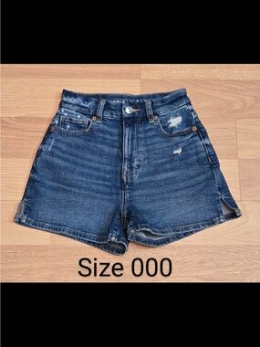 American Eagle Outfitters Dark Blue High-Rise Denim Shorts